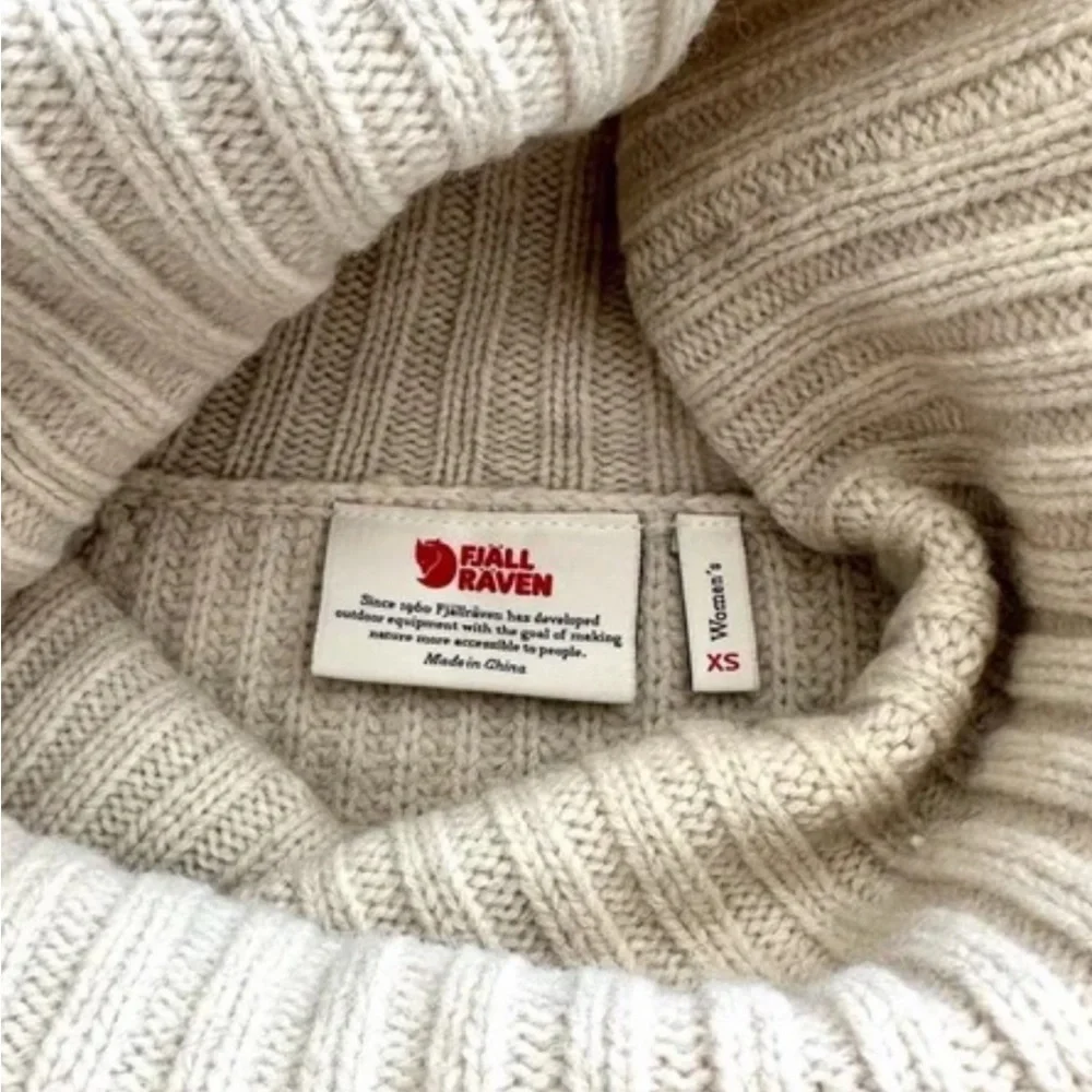 Fjallraven Ovik wool roll neck Women's Cream Turtleneck ribbed Sweater size XS - Picture 7 of 14
